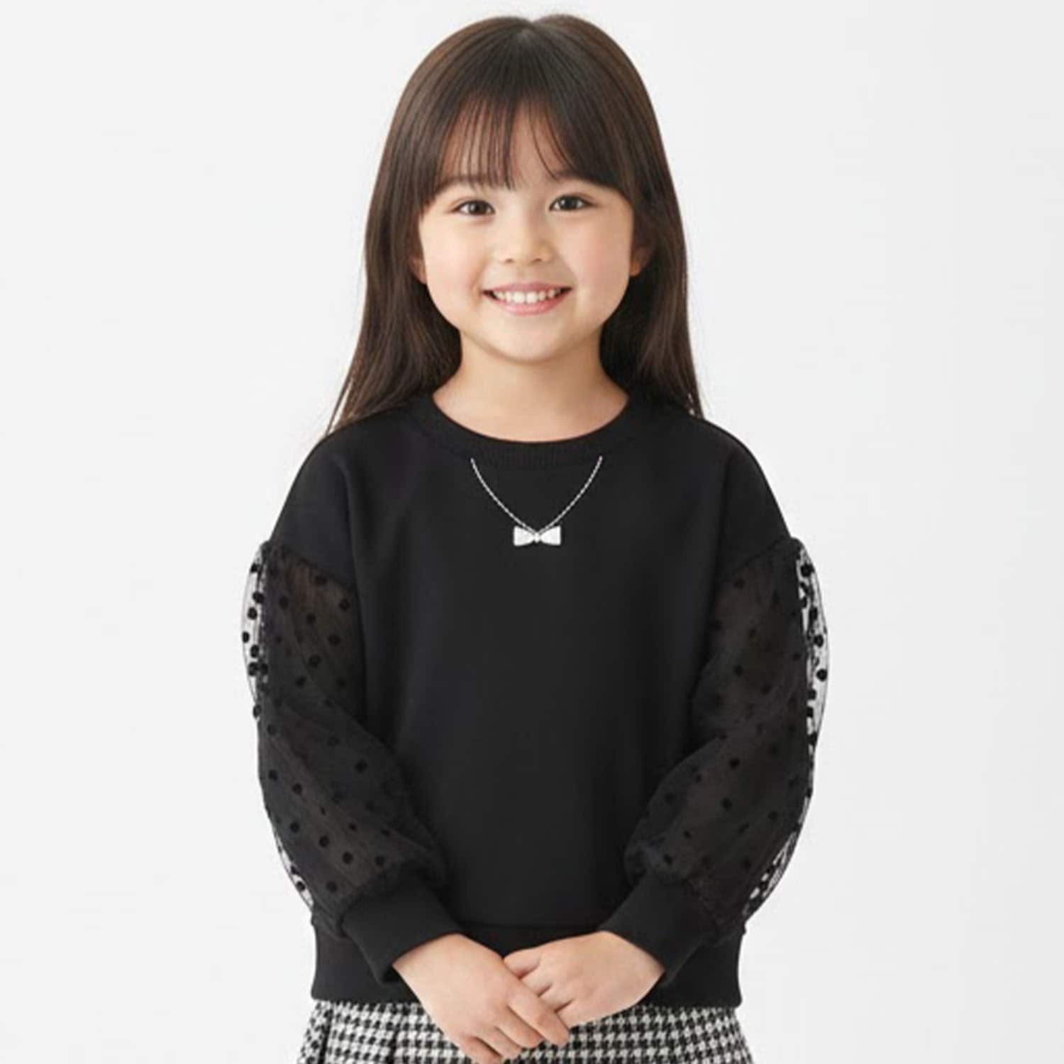 袖チュールトレーナー