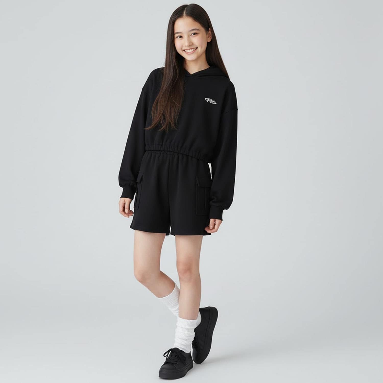 milky coast】ミニ裏毛セットアップ(S(140cm) 黒): ジュニア