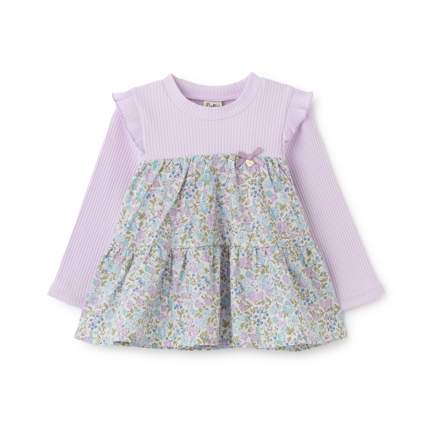 花柄ドッキング長袖Tシャツ