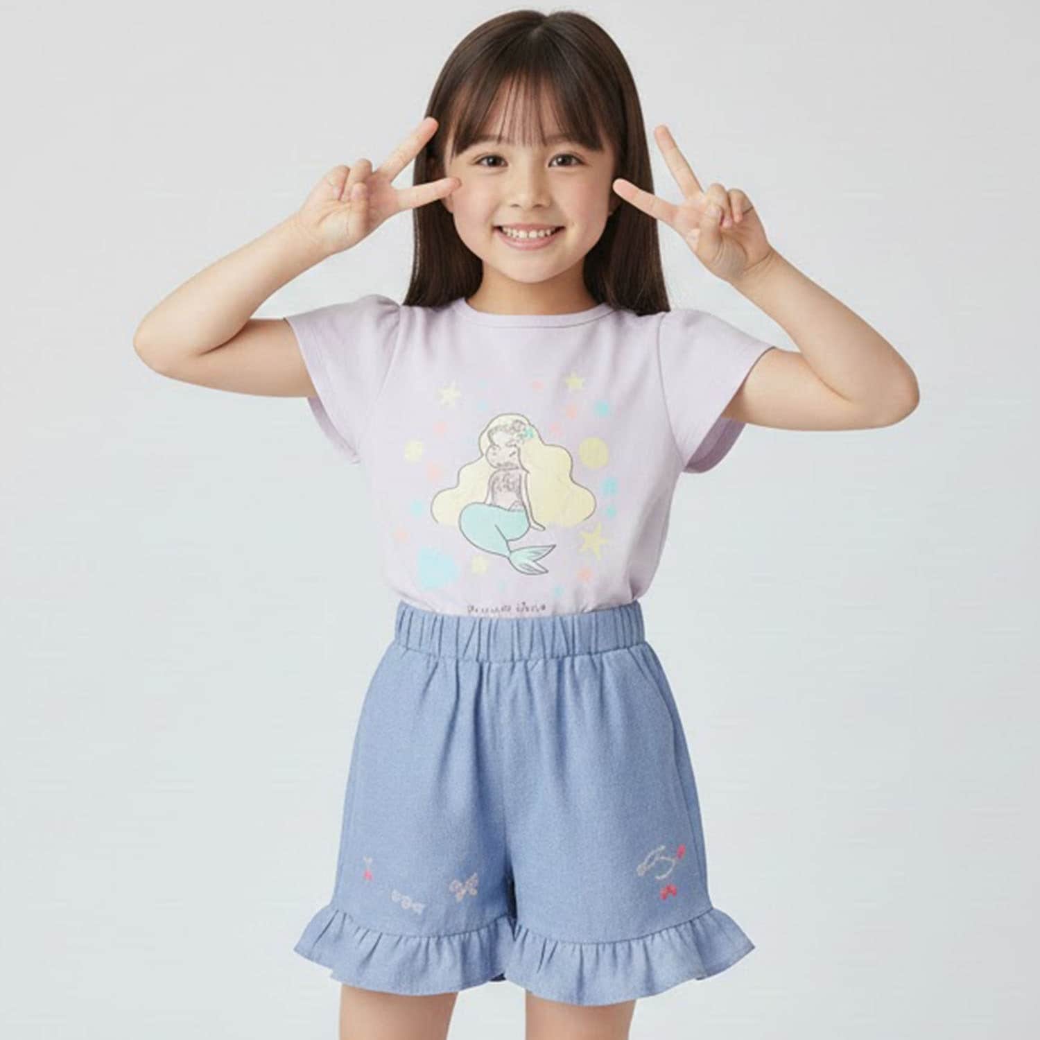 裾刺しゅうショートパンツ