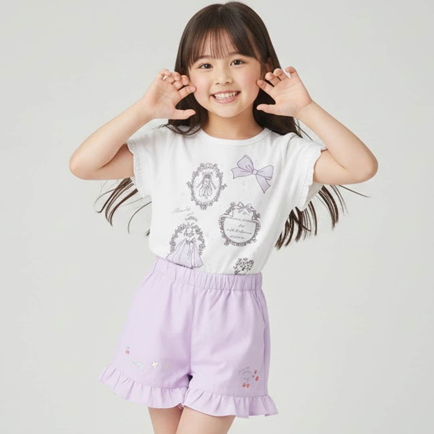 裾刺しゅうショートパンツ