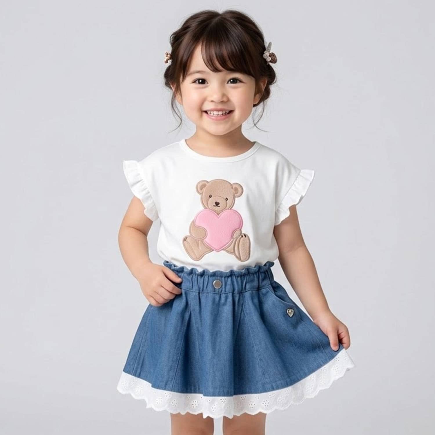 裾レースデニムスカート