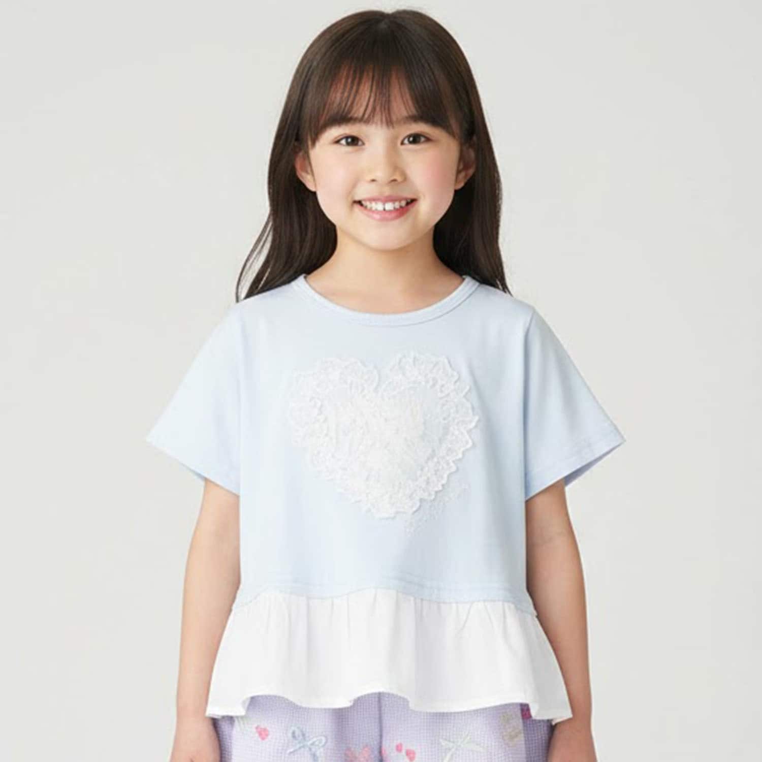 ハートモチーフペプラムTシャツ