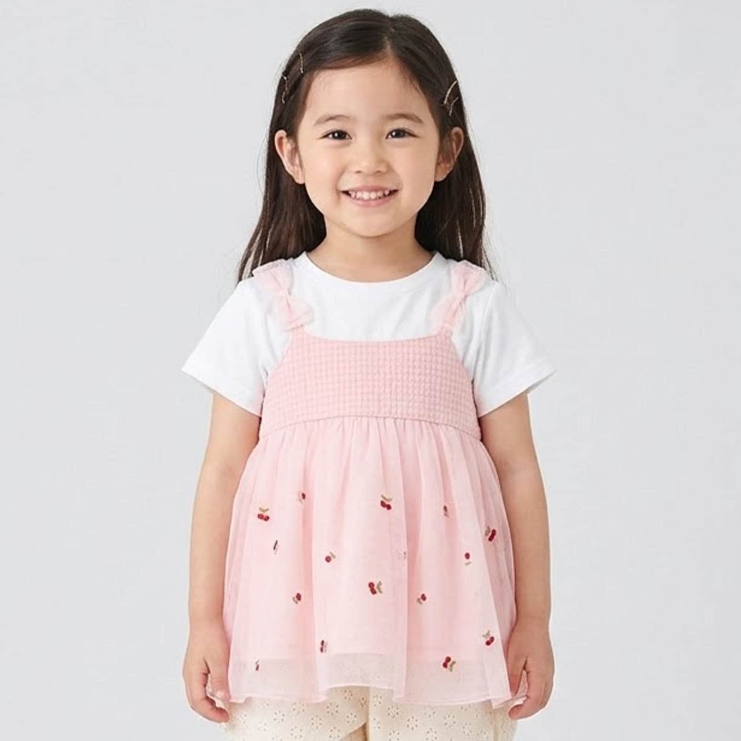 チュール刺しゅうドッキングチュニック