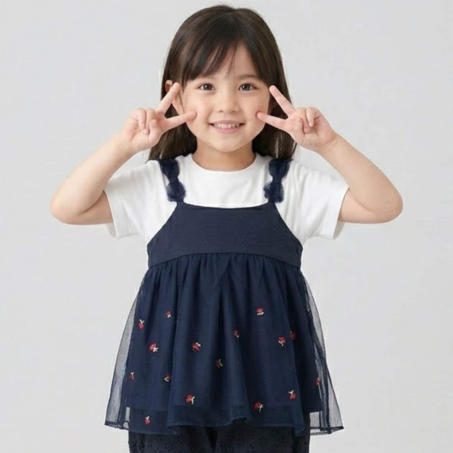 チュール刺しゅうドッキングチュニック