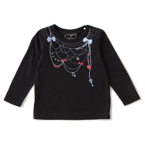 NARUMIYA ONLINE｜ナルミヤ オンラインの公式通販サイトネックレスプリントTシャツ(80 黒): キッズ