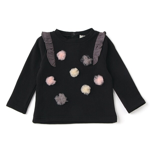 裏毛 チュールポンポンTシャツ