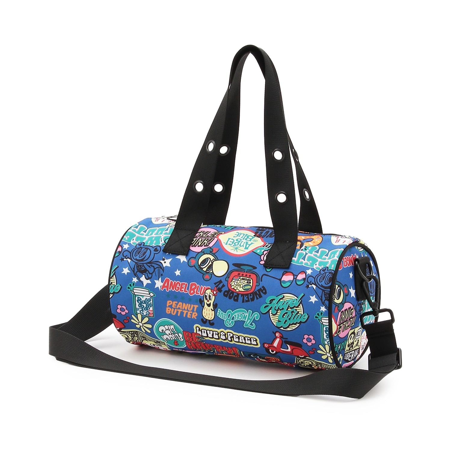 【エンジェルブルー】総柄ドラムバック