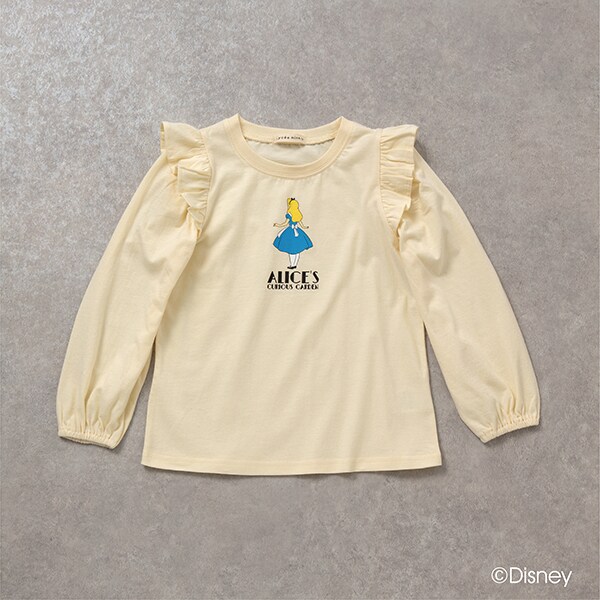 【型崩れしないやわらかコットン】【Disney】アソートプリントフリルTシャツ