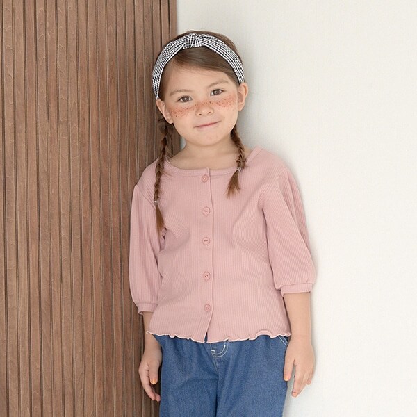 裾メローパフ7分袖2WAYカーディガン