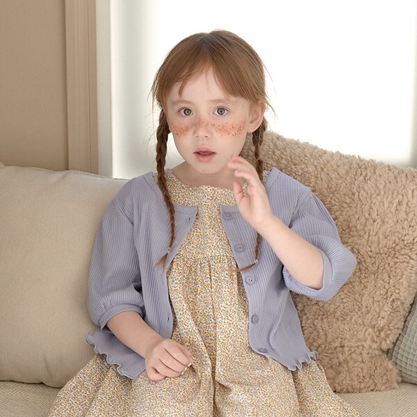 裾メローパフ7分袖2WAYカーディガン