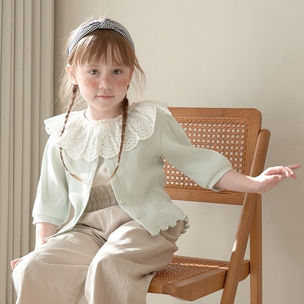 裾メローパフ7分袖2WAYカーディガン