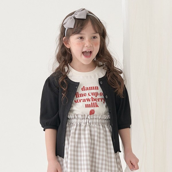 裾メローパフ7分袖2WAYカーディガン