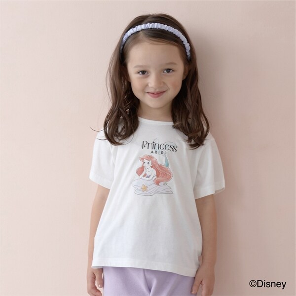 【Disney Princess】【型崩れしないやわらかコットン】バックリボンTシャツ