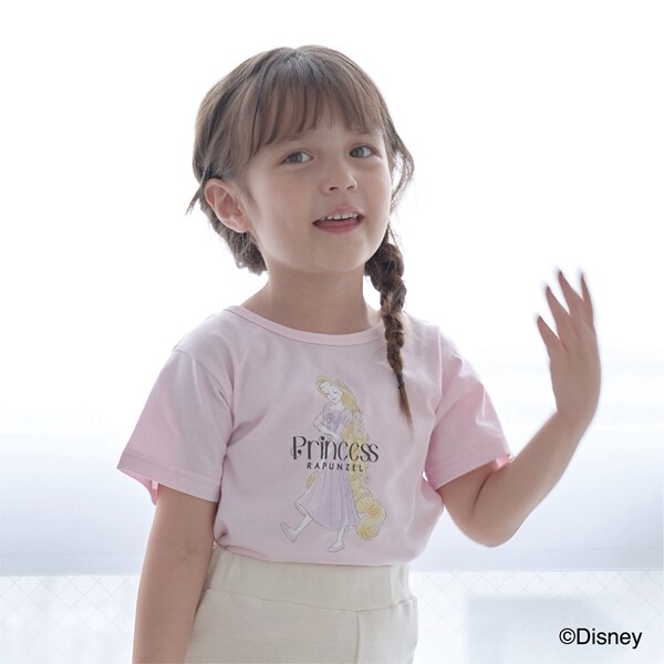 【Disney Princess】【型崩れしないやわらかコットン】バックリボンTシャツ