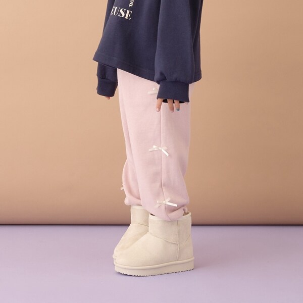 【一部再入荷】【毛玉バイバイ】リボン付き裾リブスウェット