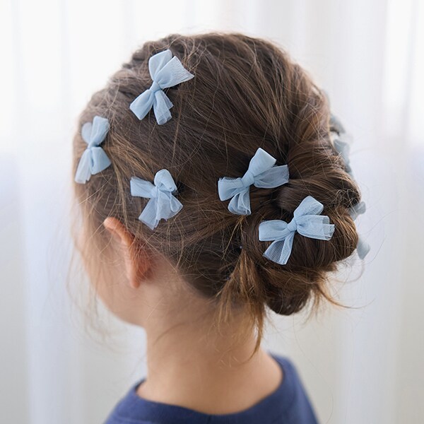 【大好評につき再入荷】チュールリボンちびヘアクリップ10Pセット