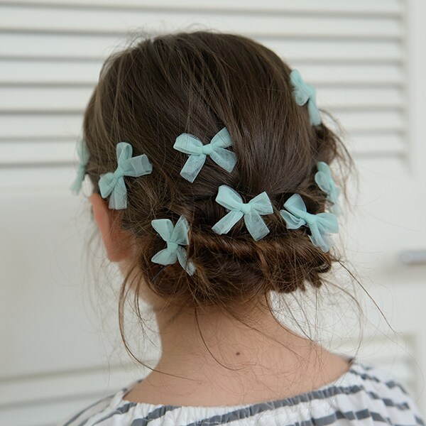 【大好評につき再入荷】チュールリボンちびヘアクリップ10Pセット