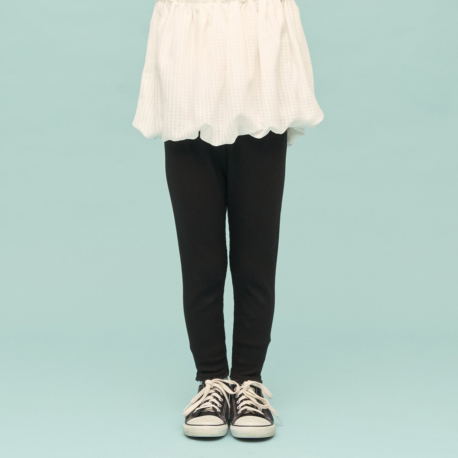 裾レースフリル9分丈レギンス