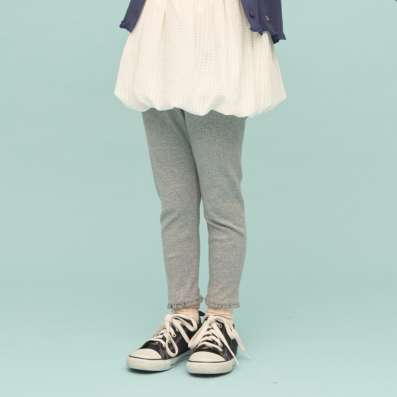 裾レースフリル9分丈レギンス