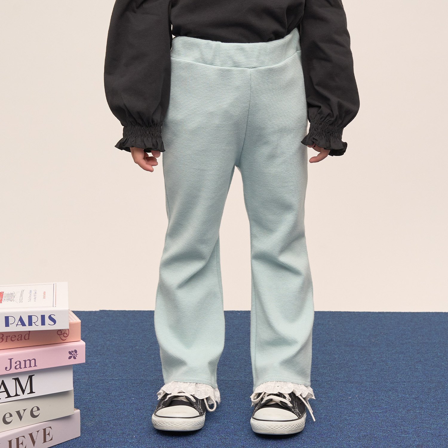 【ともパン】【防汚・速乾】裾チェリーレースフレアパンツ