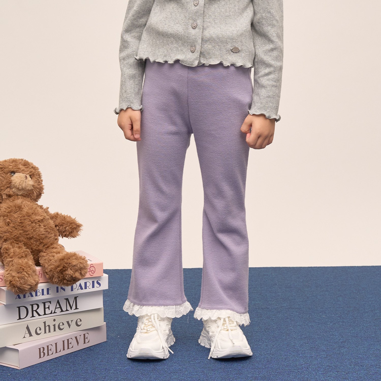 【ともパン】【防汚・速乾】裾チェリーレースフレアパンツ