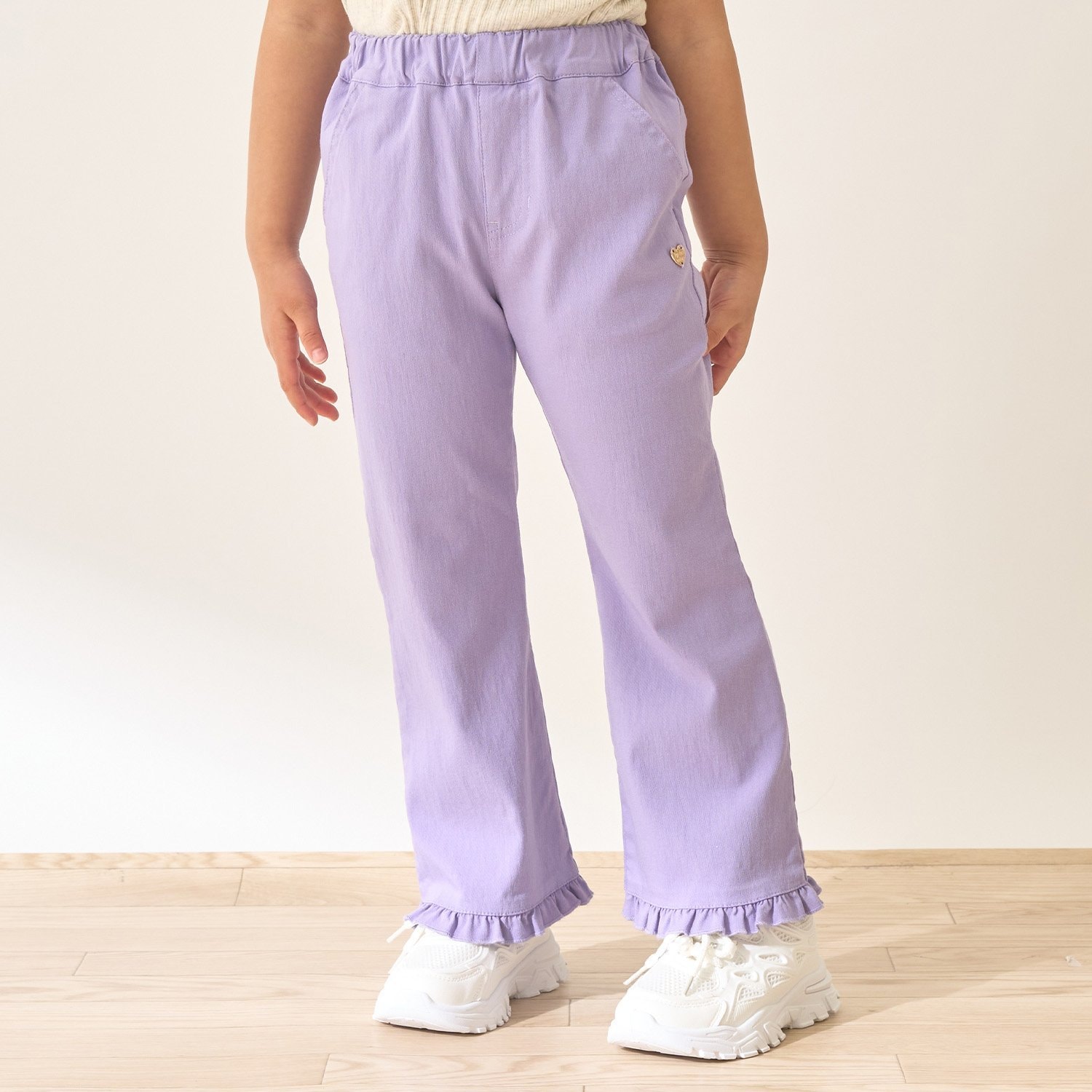 【ともパン】のーびのびストレッチ裾フリルフレアパンツ