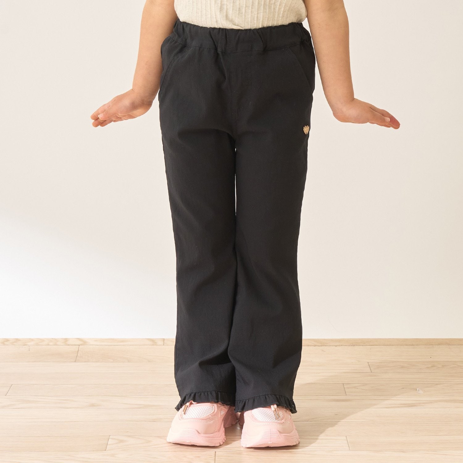 【ともパン】のーびのびストレッチ裾フリルフレアパンツ