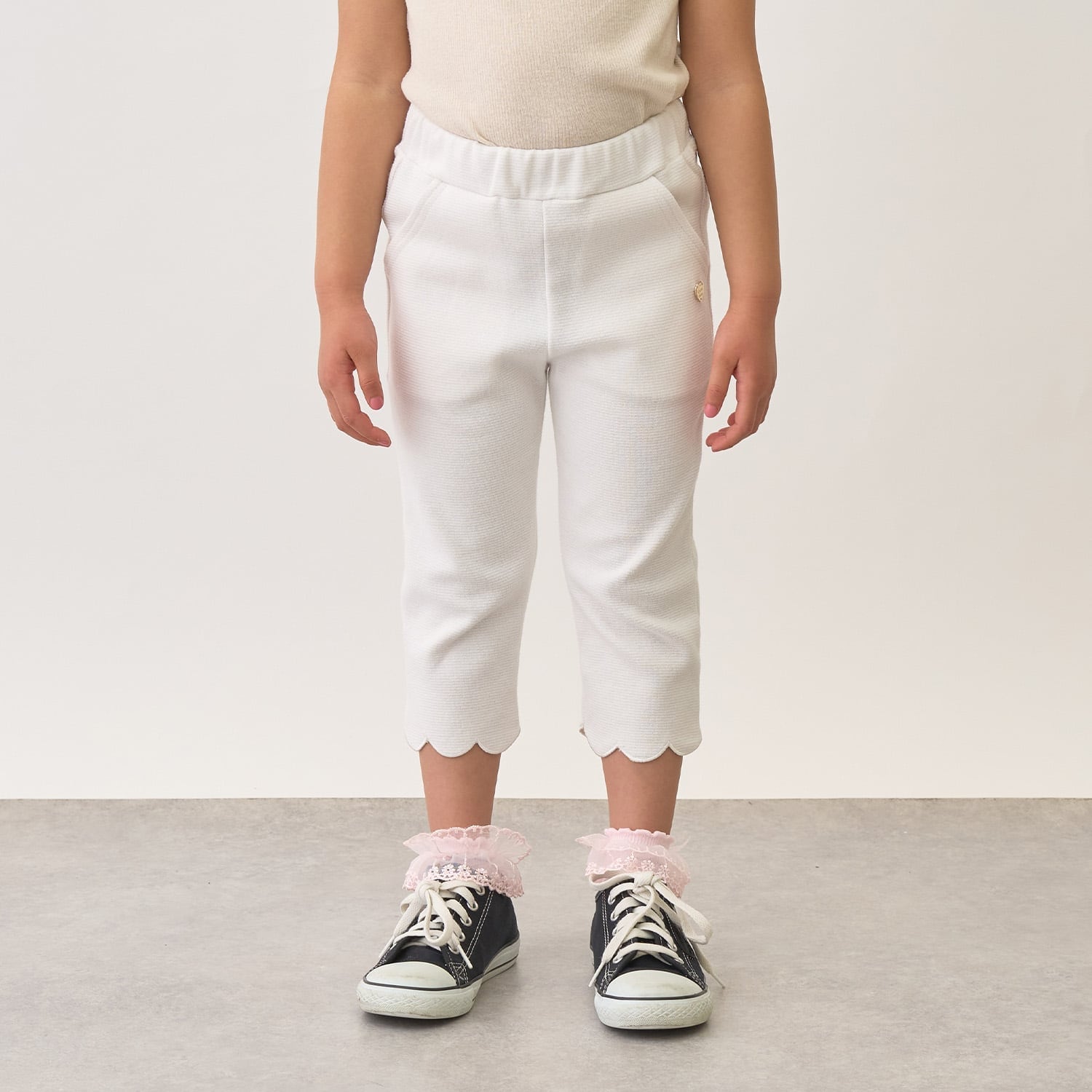 【ともパン】裾スカラップ7分丈カプリパンツ