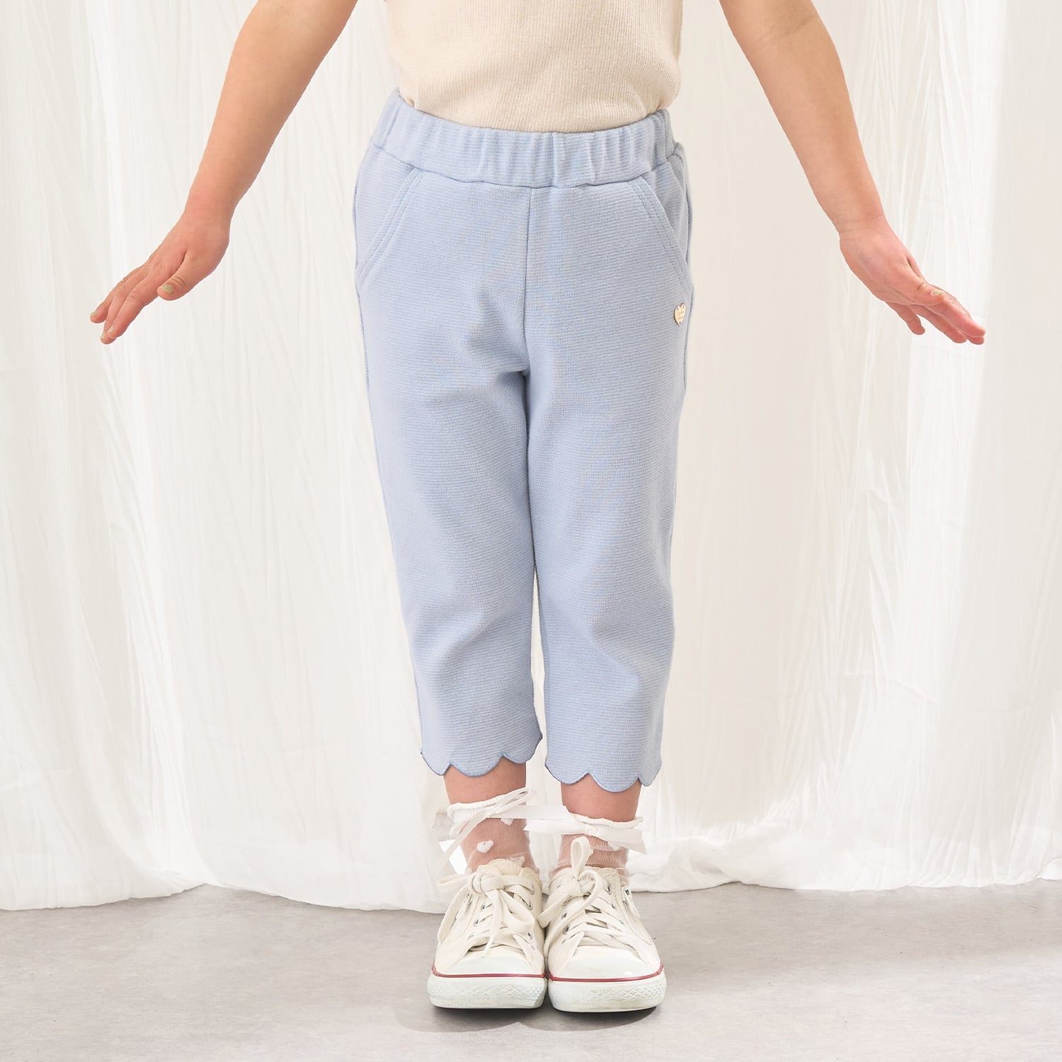 【ともパン】裾スカラップ7分丈カプリパンツ