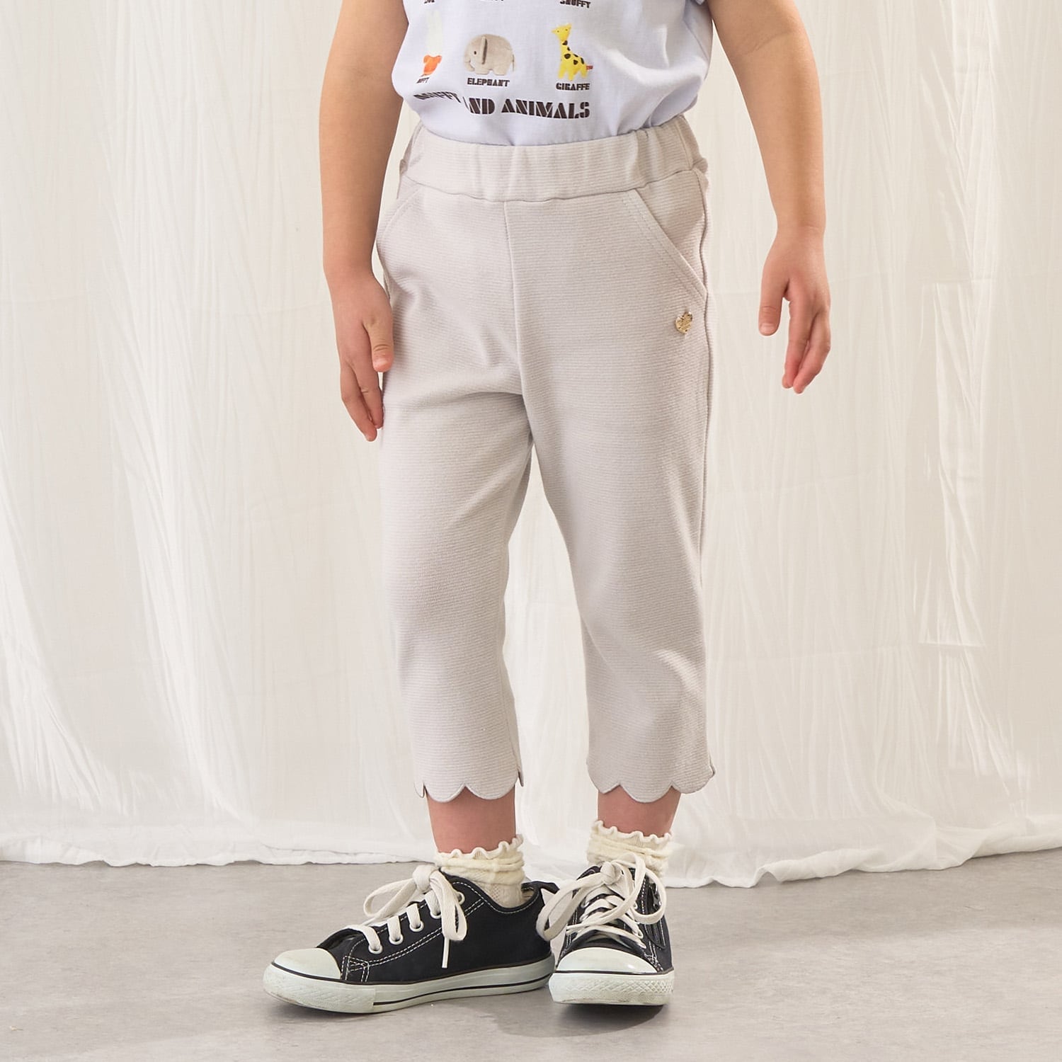 【ともパン】裾スカラップ7分丈カプリパンツ