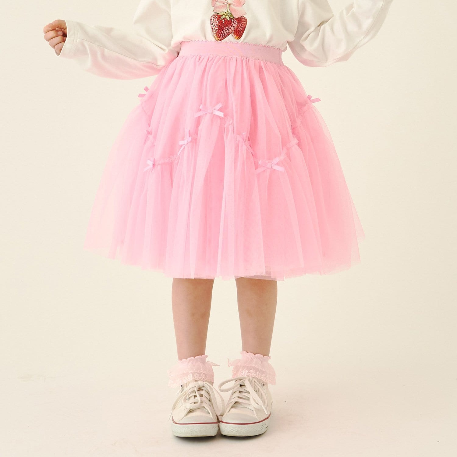なみなみ切り替えギャザーたっぷりチュールスカート【Lycee mine バレエシリーズ】