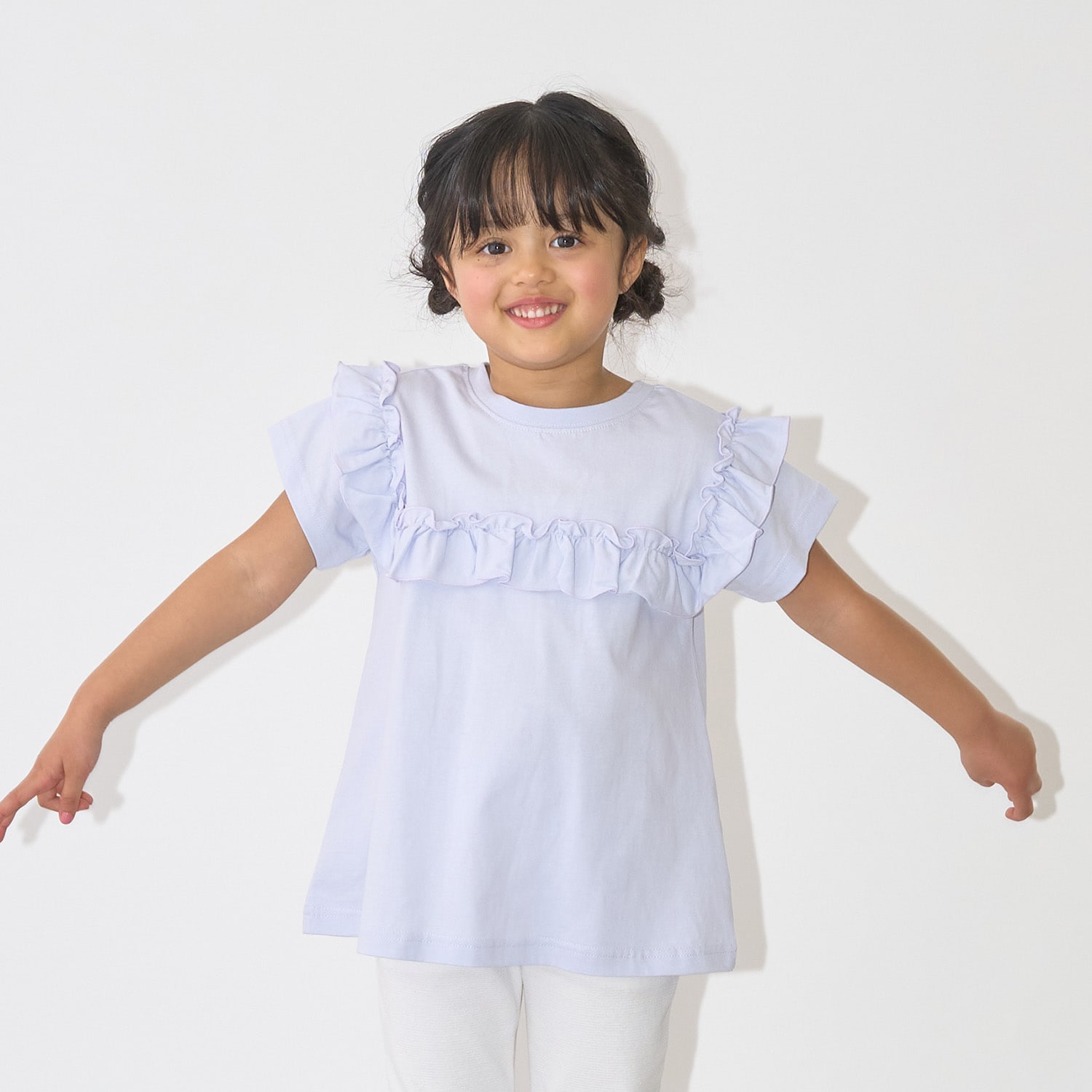 【綿100%】 【速乾・UV・型崩れしない】【どっちが前でもOK】フリルAラインチュニックTシャツ