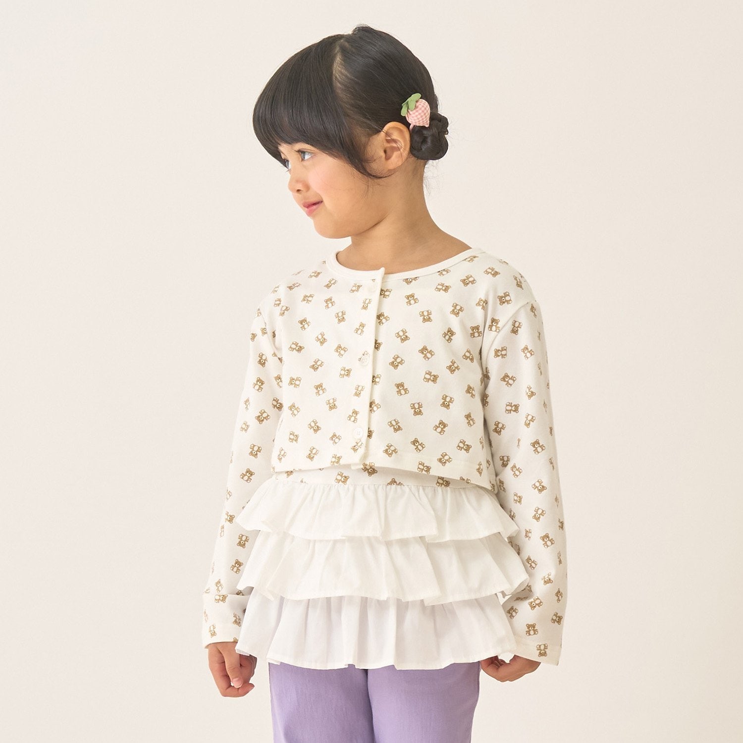 【速乾・UV・型崩れしない】アソート総柄ミニ丈カーディガン・フリルキャミセット【Lycee mine バレエシリーズ】