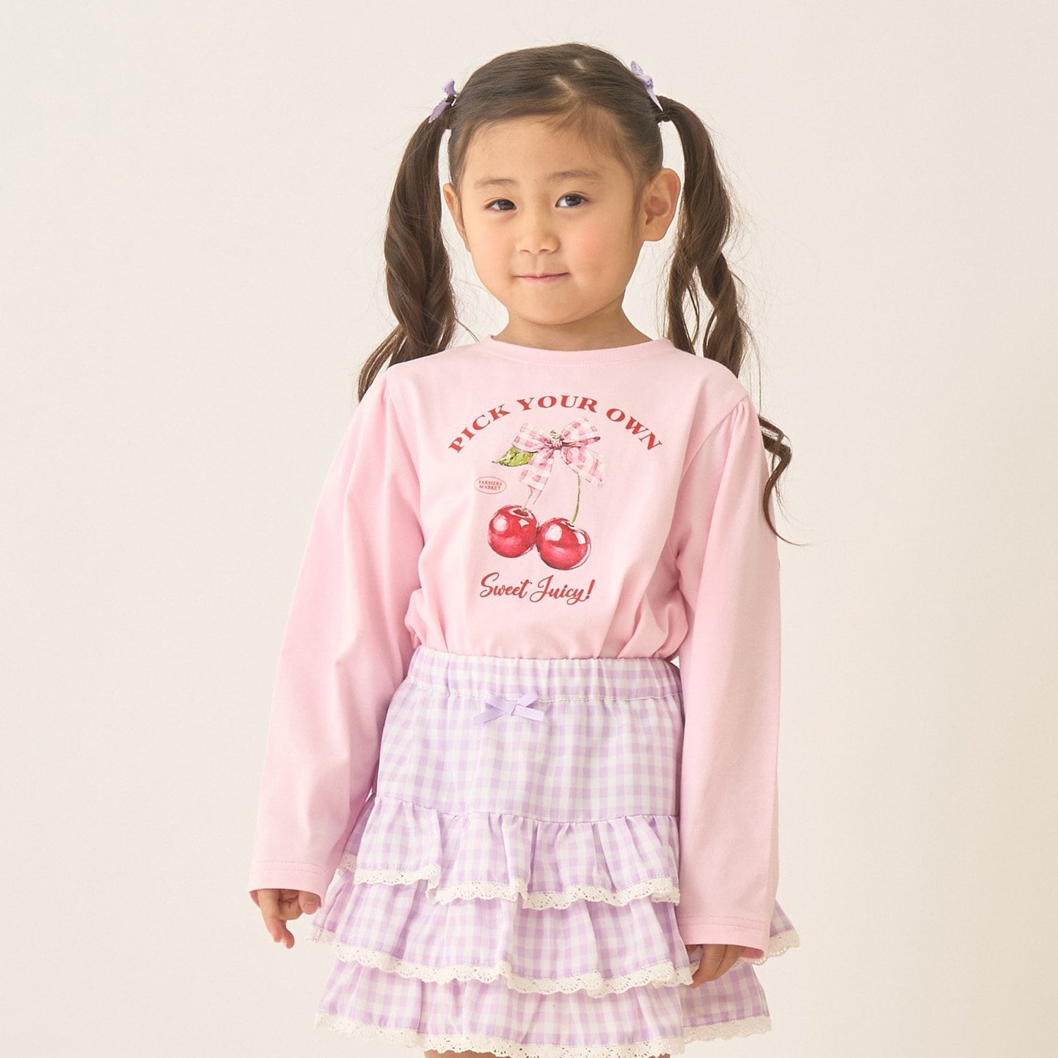 【速乾・UV・型崩れしない】アソートフルーツプリントパフAラインTシャツ【Lycee mineバレエシリーズ】