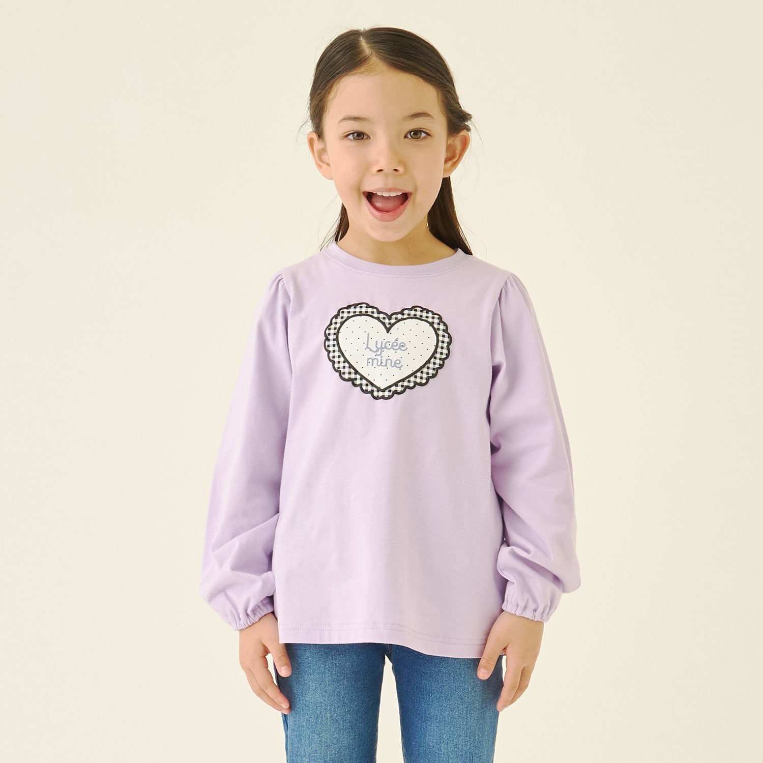 【速乾・UV・型崩れしない】ハートプリントふわっとパフスリーブTシャツ【Lycee mine バレエシリーズ】