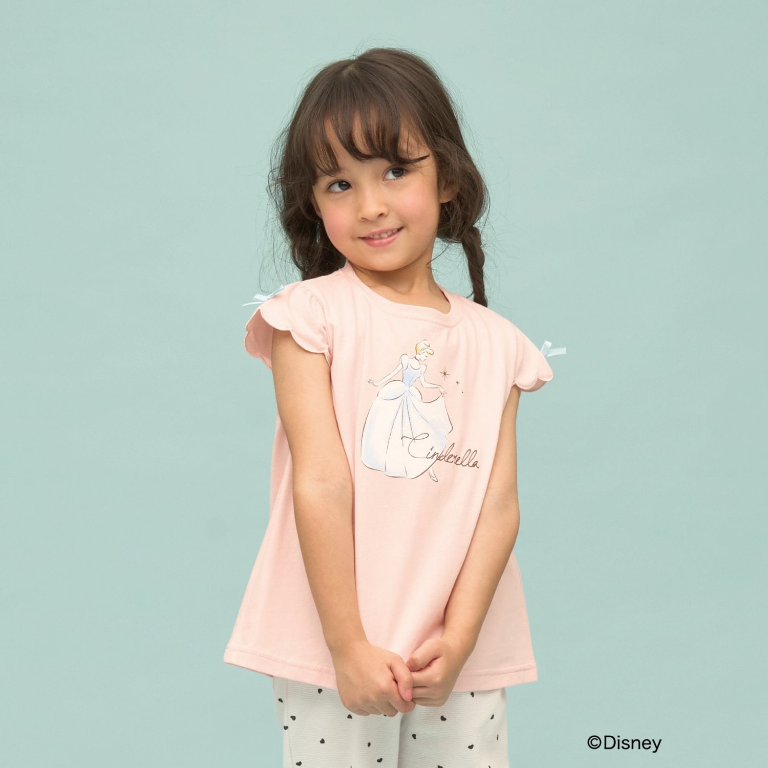 【Disney】【速乾・UV・型崩れしない】スカラップスリーブアソート転写プリントTシャツ