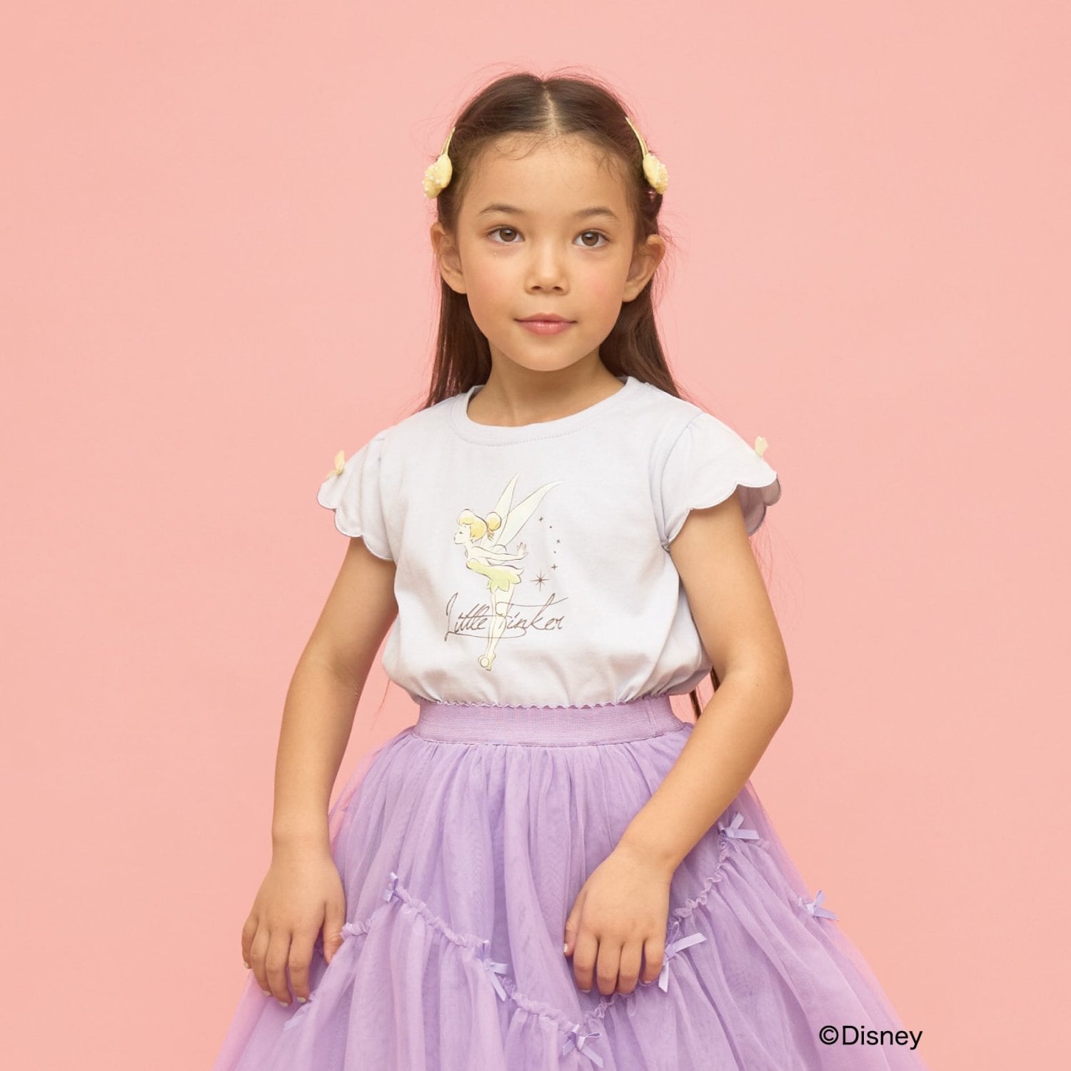 【Disney】【速乾・UV・型崩れしない】スカラップスリーブアソート転写プリントTシャツ