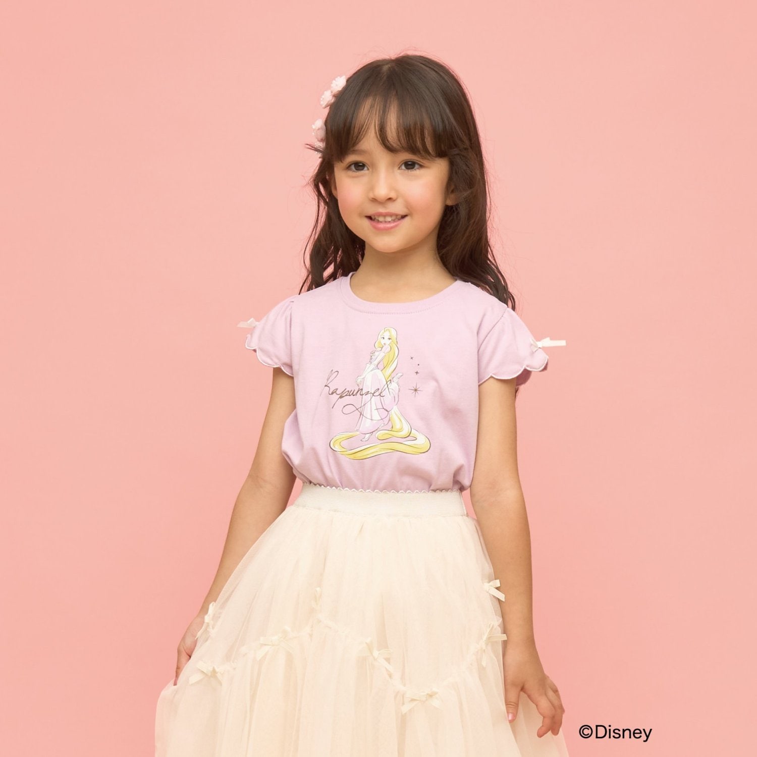 【Disney】【速乾・UV・型崩れしない】スカラップスリーブアソート転写プリントTシャツ