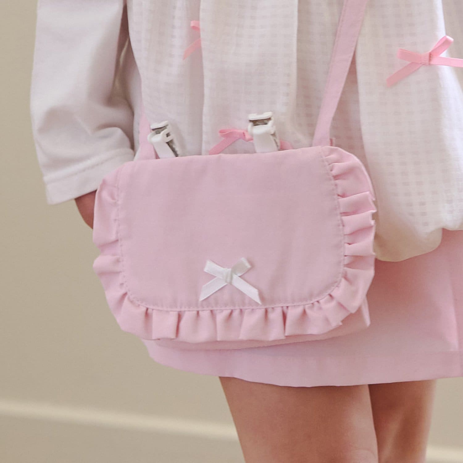 【予約/1月中旬～1月下旬入荷予定】【スクール対応】【撥水・防汚・耐久・UV】リボン付きフリル移動ポケット