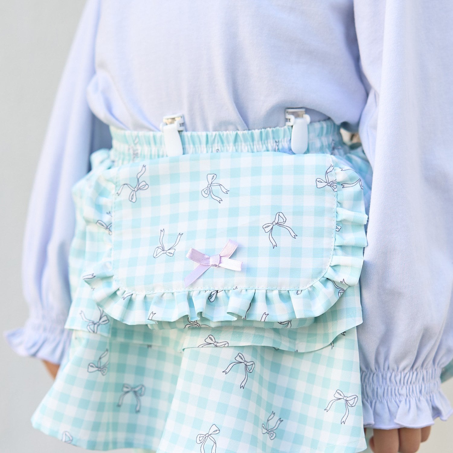 【予約/1月中旬～1月下旬入荷予定】【スクール対応】【撥水・防汚・耐久・UV】リボン付きフリル移動ポケット