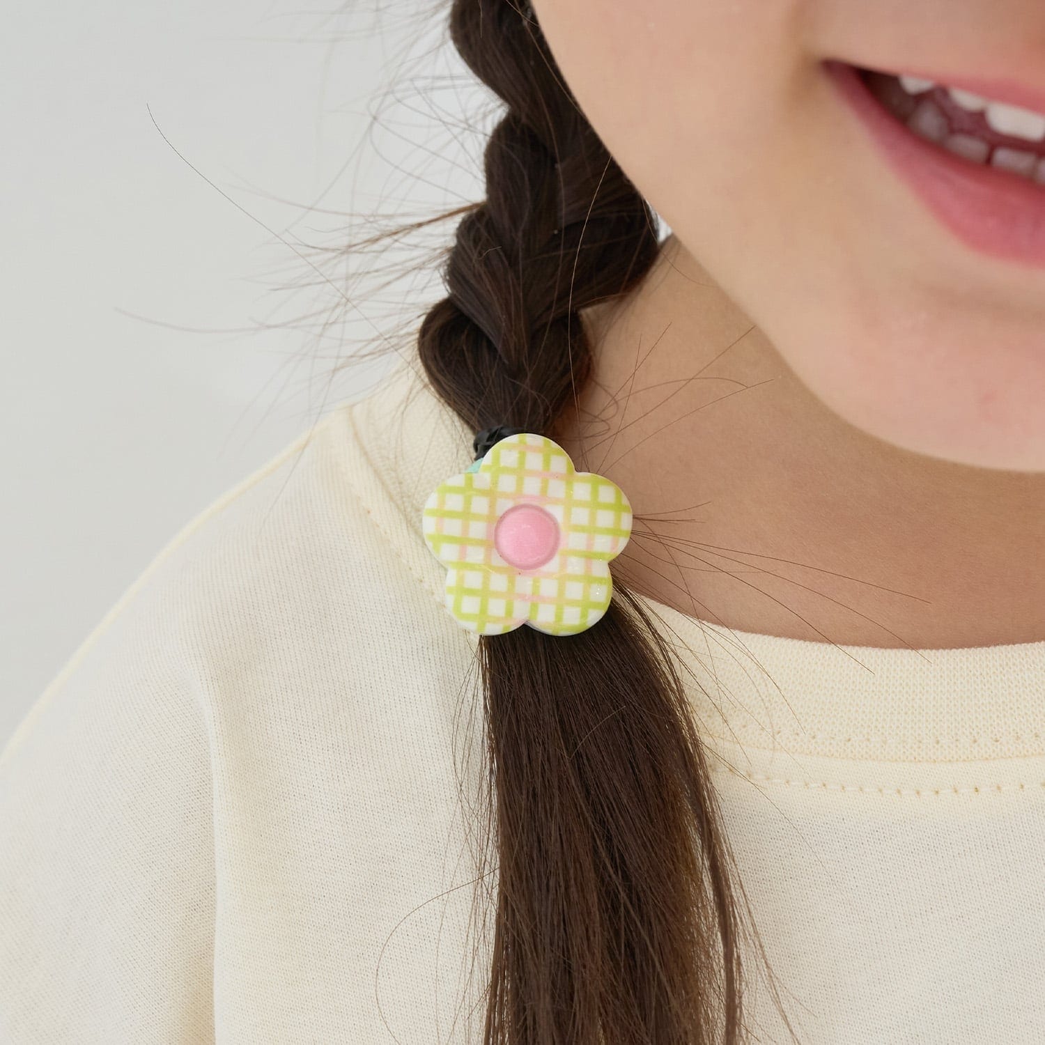 チェックフラワーヘアゴム(2コセット)