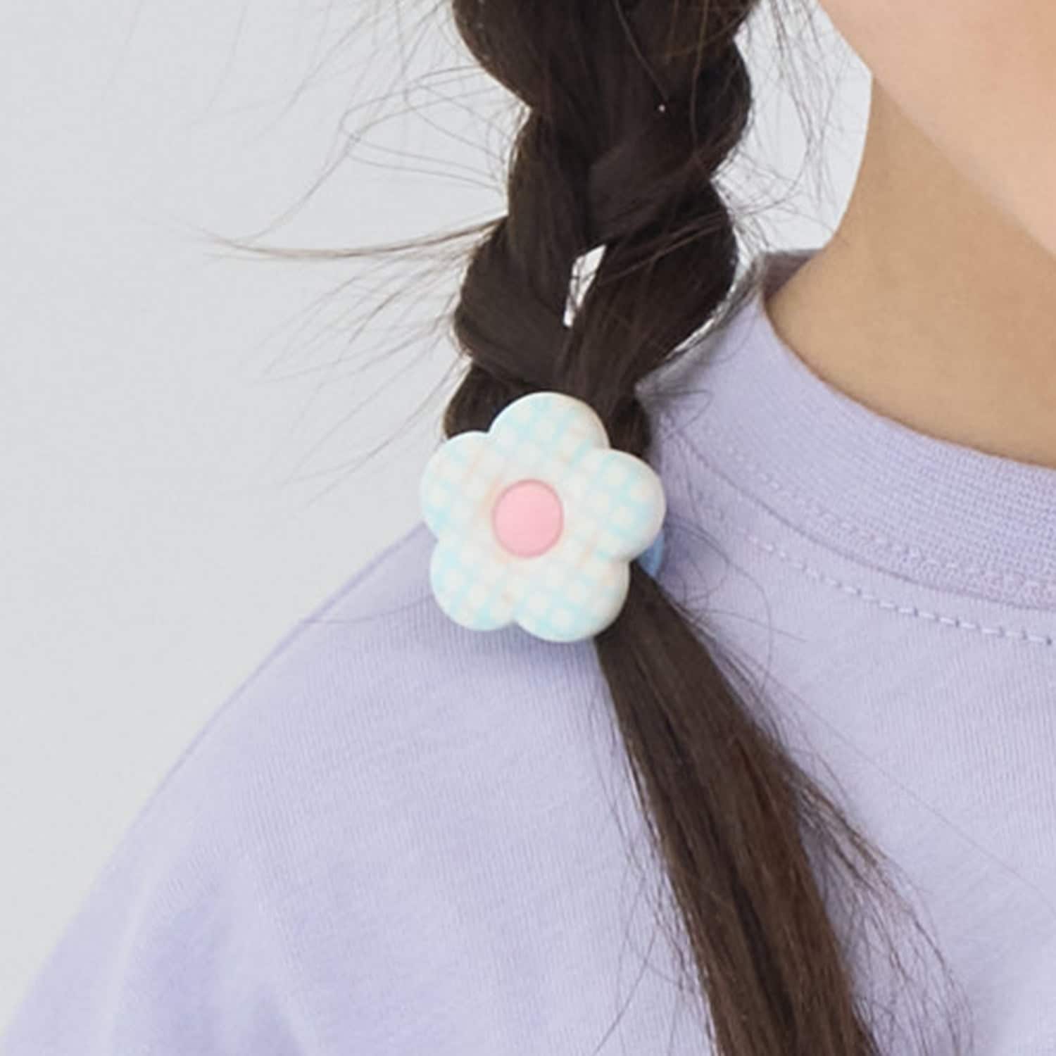 チェックフラワーヘアゴム(2コセット)