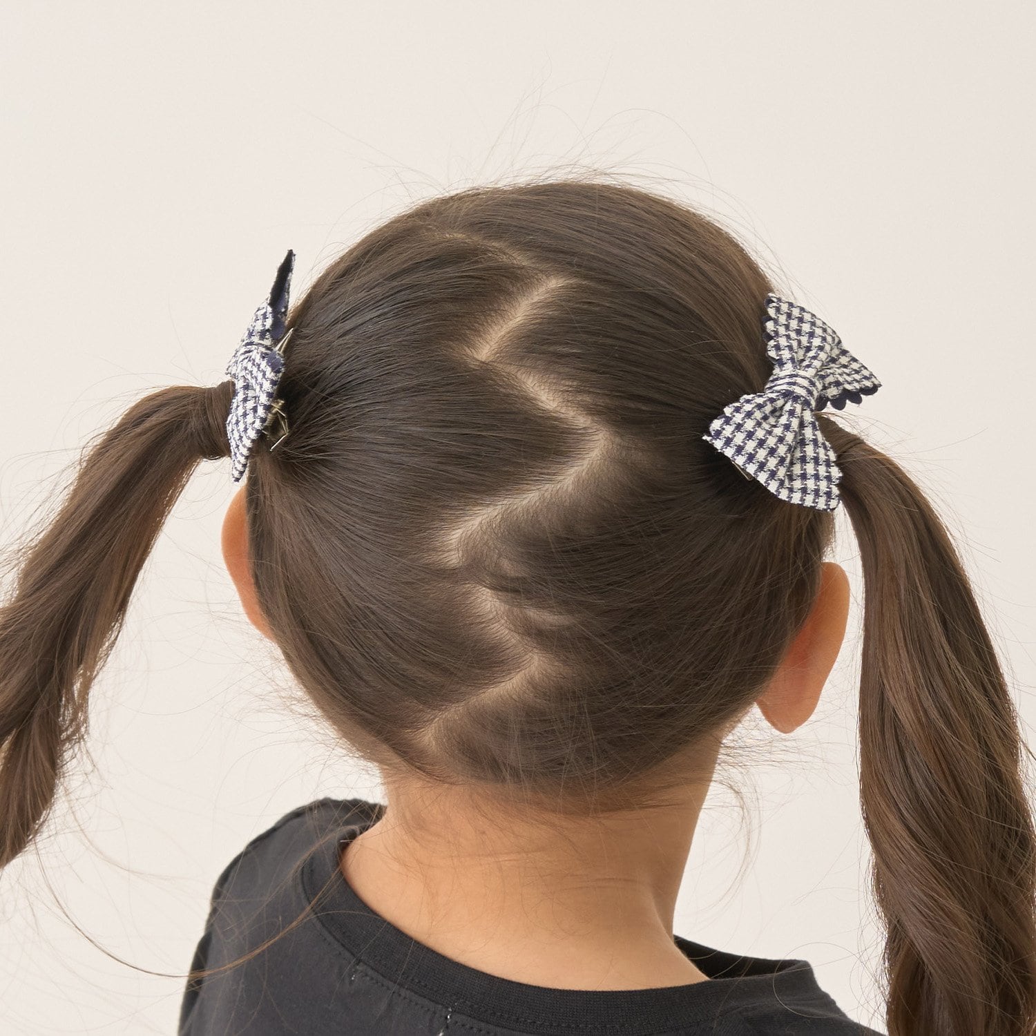 スカラップギンガムチェックリボンヘアクリップ(2コセット)