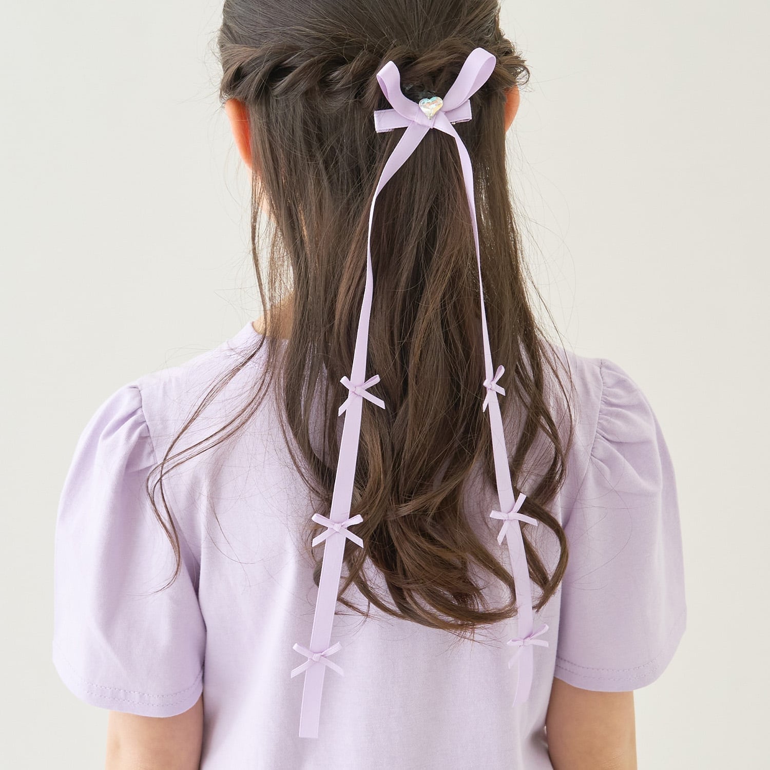 ちびちびリボン付ロングリボンヘアクリップ