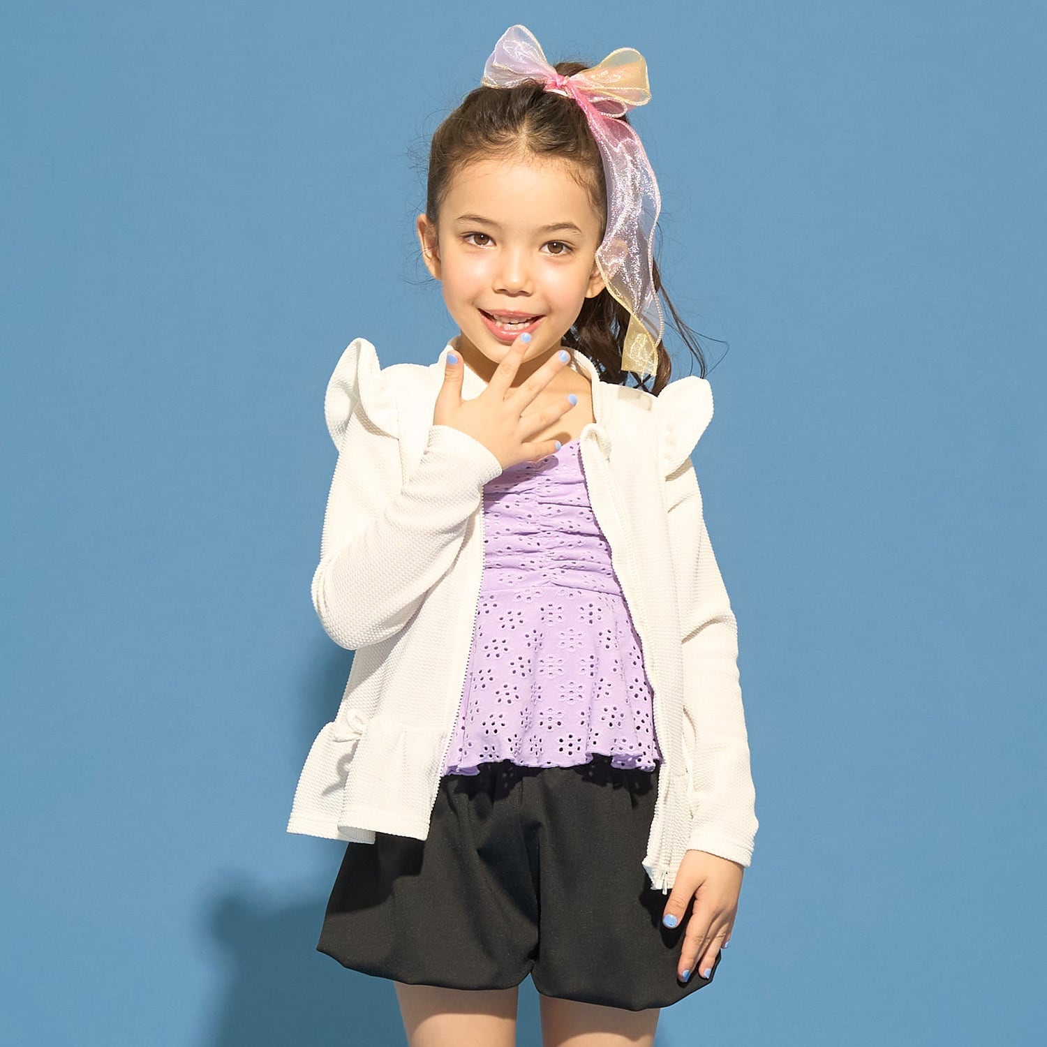 【予約/2026年3月下旬～4月上旬入荷予定】【SWIM】【UV カット】裾フリルフルジップラッシュガード