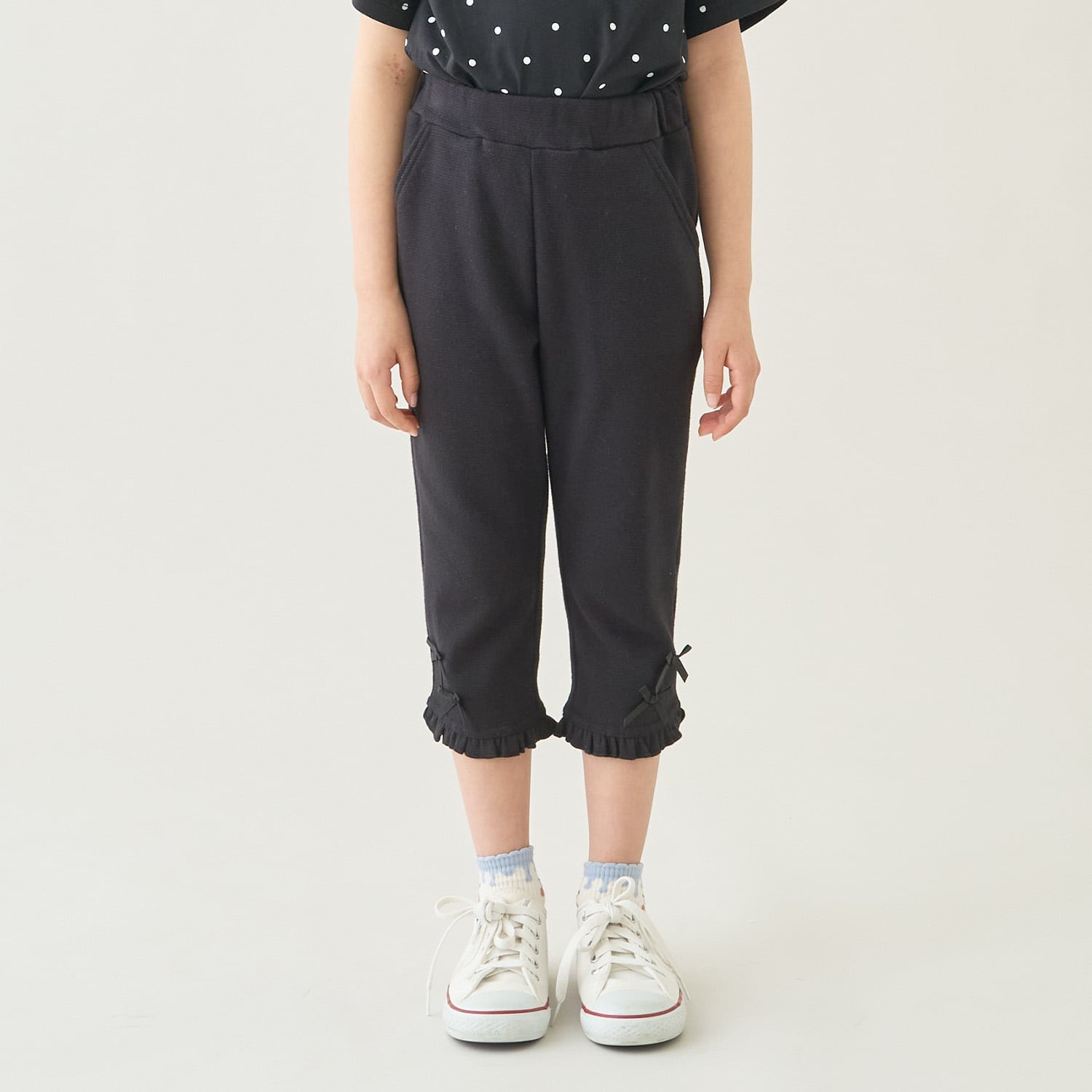【ともパン】【防汚・UV・接触冷感】裾ラウンドフリル７分丈カプリパンツ