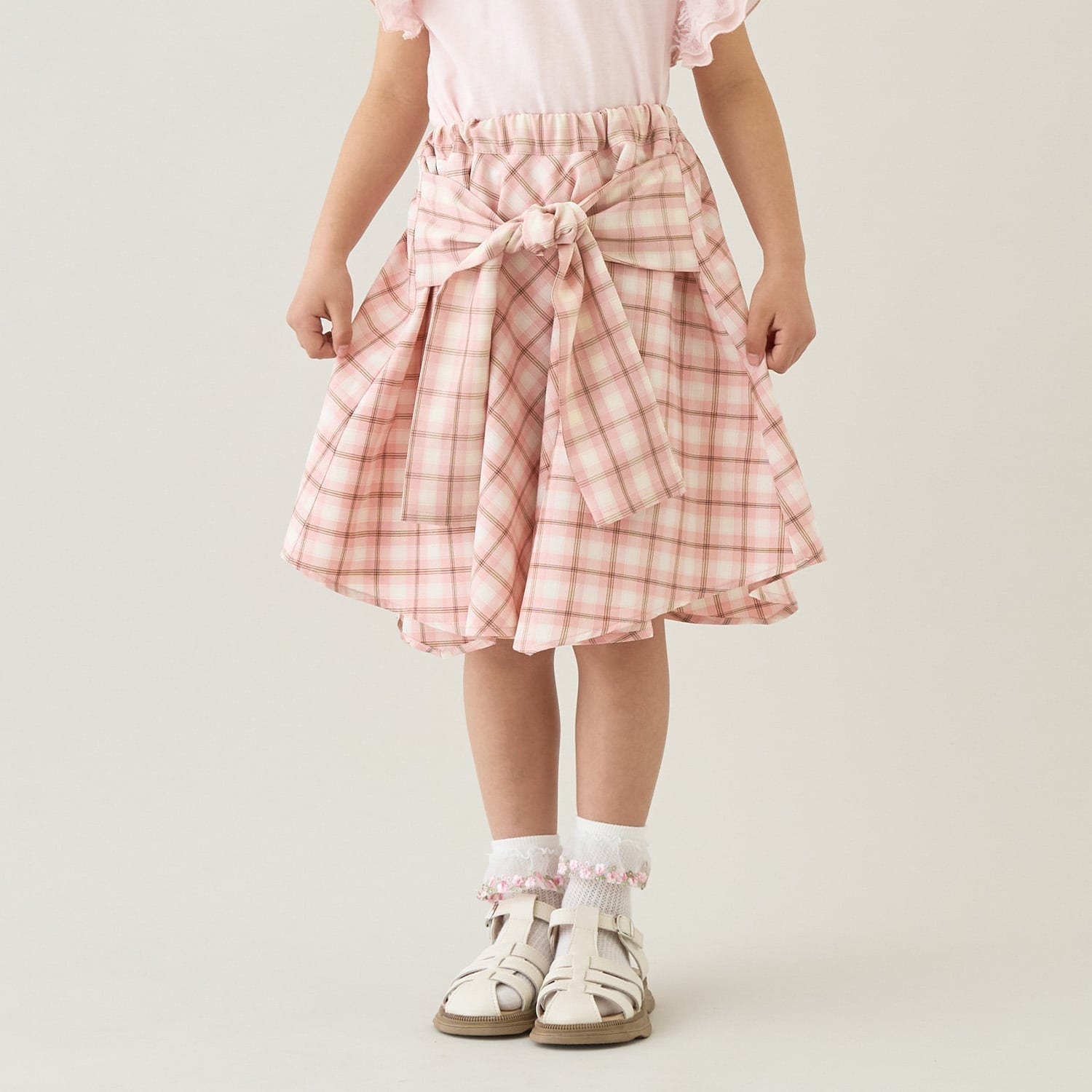 【予約/5月下旬~6月上旬入荷予定】【たっぷりギャザー】シャツ風チェックスカート(インパン付き)