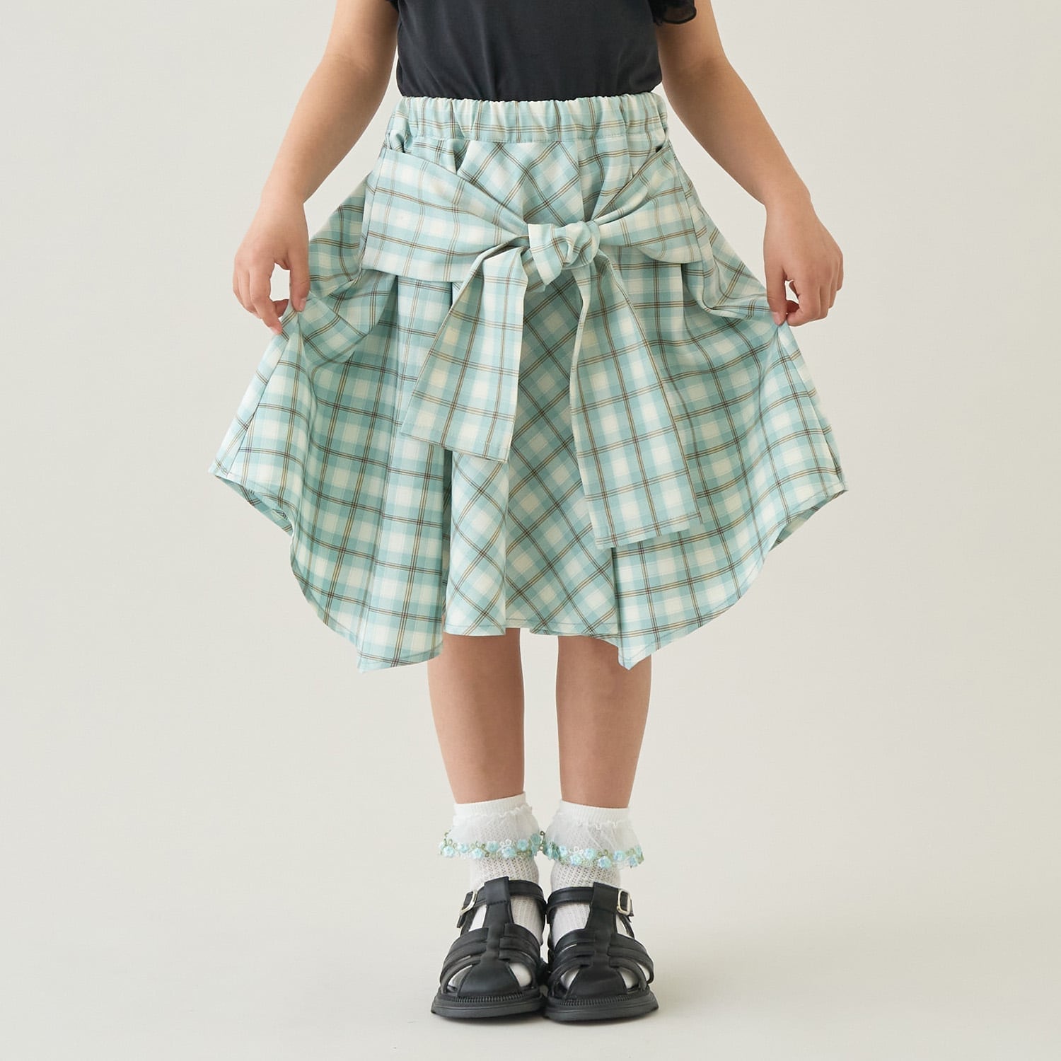 【予約/5月下旬~6月上旬入荷予定】【たっぷりギャザー】シャツ風チェックスカート(インパン付き)