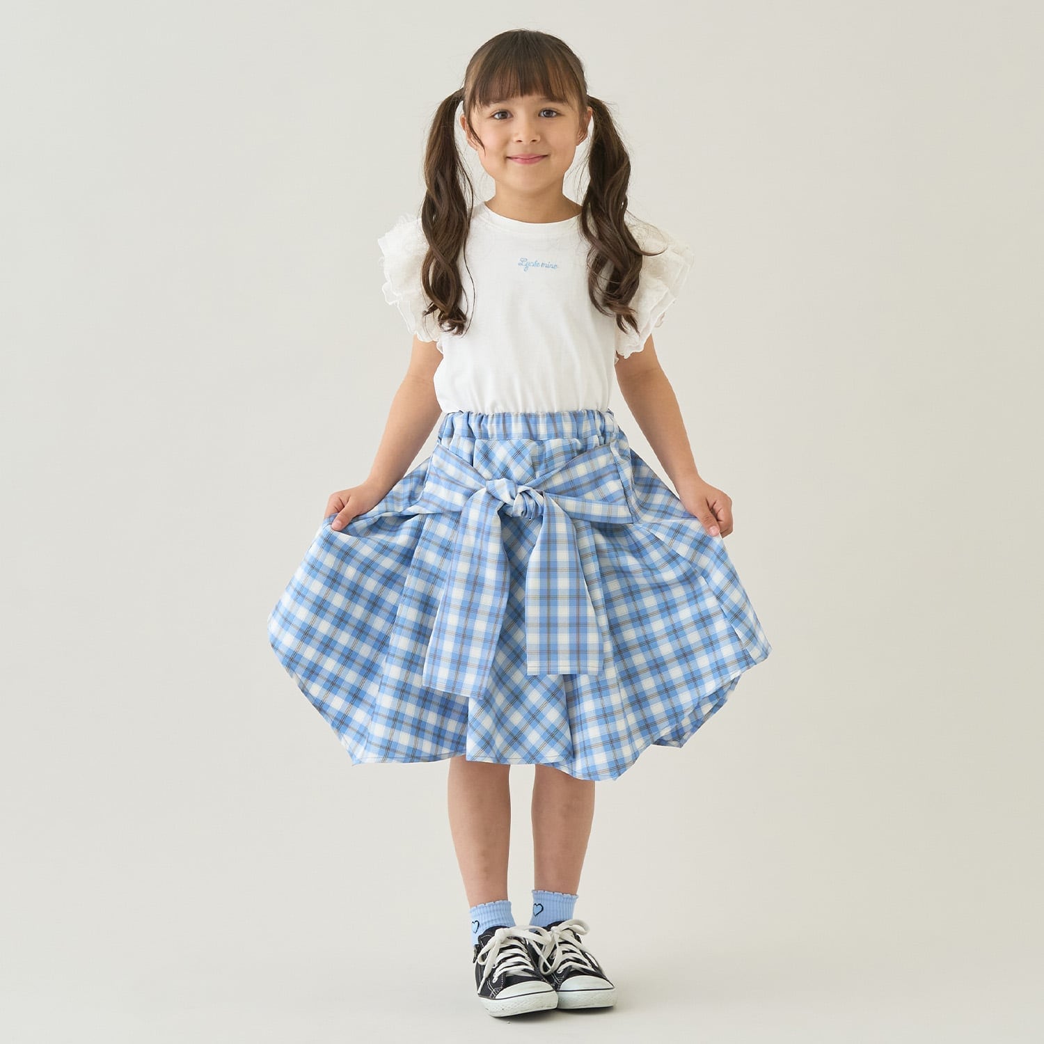 【予約/5月下旬~6月上旬入荷予定】【たっぷりギャザー】シャツ風チェックスカート(インパン付き)